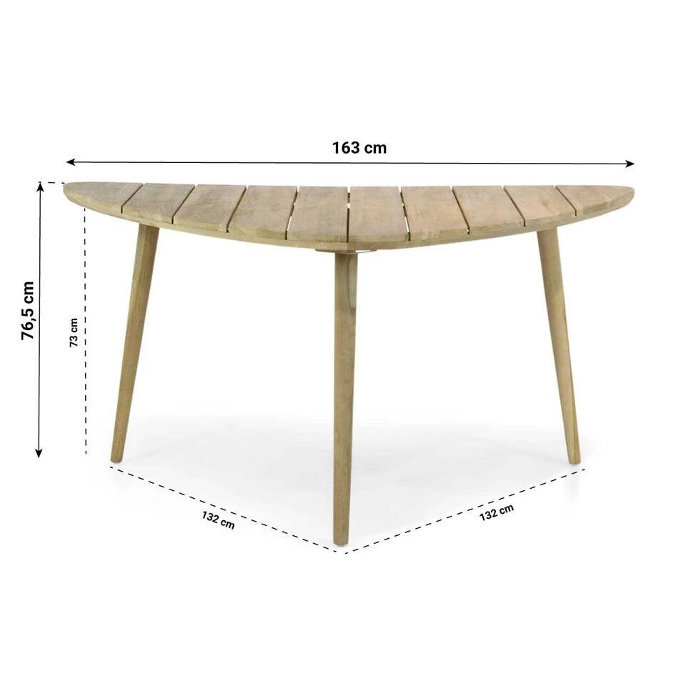 Dining Tuintafel Driehoek 155 X 155 X 155 Cm Teak Old Teak Greywash Julia 2 Dining Tuintafel Driehoek 155 X 155 X 155 Cm Teak Old Teak Greywash Julia - Afbeelding 2