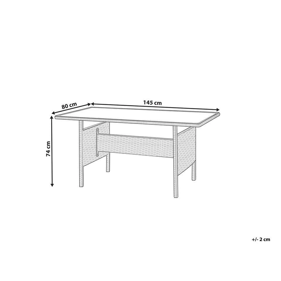 Beliani Tuintafel VITERBO - Grijs Pe Rotan 3 Beliani Tuintafel VITERBO - Grijs Pe Rotan - Afbeelding 3