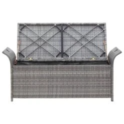 VidaXL Opbergbankje Met Kussen 138 Cm Poly Rattan Grijs -Beliani Winkel b0e205c0319e463bb35eb57da5ad2678