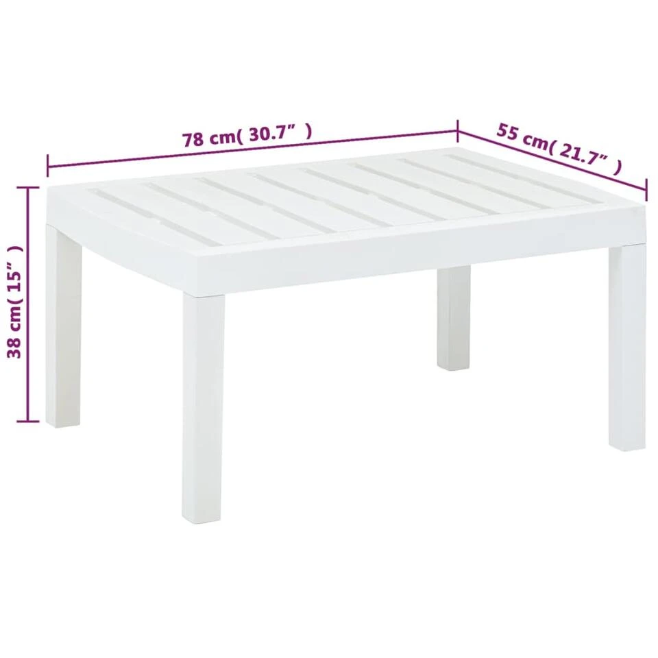 VidaXL Tuintafel 78x55x38 Cm Kunststof Wit 4 VidaXL Tuintafel 78x55x38 Cm Kunststof Wit - Afbeelding 4