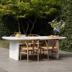 Tuintafel Deens Ovaal - Wit Betonlook - 240x100x75cm - Maya -Beliani Winkel b3bf74551ca642e08850ea5356907672