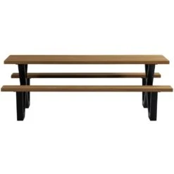 WOOOD Tablo Picknicktafel Met X-poot Buiten - Naturel - 75x206x145 -Beliani Winkel b4ed3c483b4647ff99752101bb75e4f8