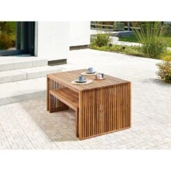 SULZANO - Tuintafel - Lichthout - Acaciahout -Beliani Winkel b5482ea5b4244342b5f257476699331d