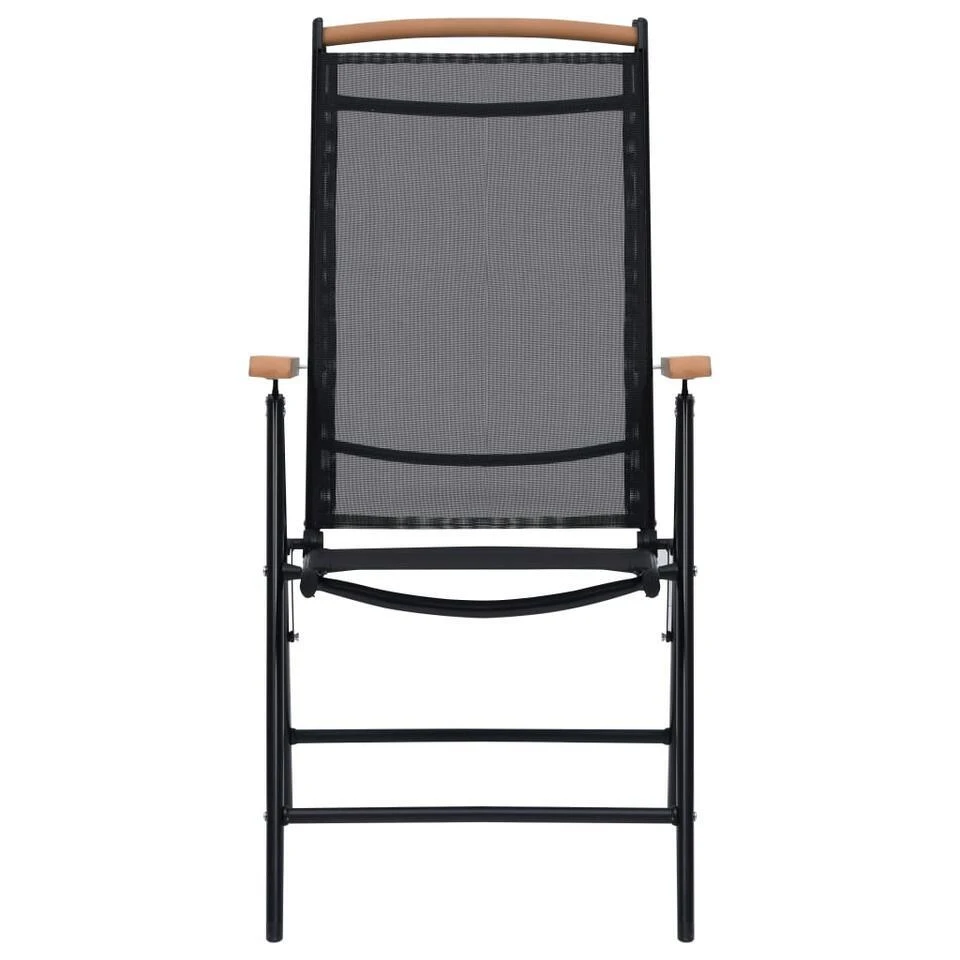 VidaXL - Tuinstoelen - Zwart - Aluminium En Textileen - 2 Stuks - Inklapbaar 3 VidaXL - Tuinstoelen - Zwart - Aluminium En Textileen - 2 Stuks - Inklapbaar - Afbeelding 3