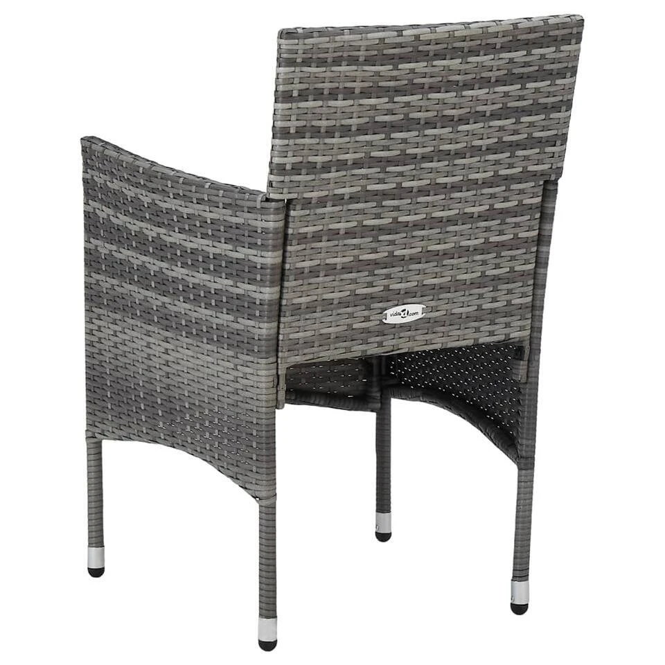 VidaXL Tuinstoelen 2 St Poly Rattan Grijs 4 VidaXL Tuinstoelen 2 St Poly Rattan Grijs - Afbeelding 4