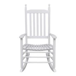 VidaXL Schommelstoel Met Gebogen Zitting Hout Wit -Beliani Winkel babc286272ac46eca07d055e360a7f38