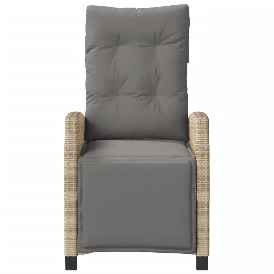 VidaXL - Tuinstoel Verstelbaar Met Voetensteun - Beige - Poly Rattan 4 VidaXL - Tuinstoel Verstelbaar Met Voetensteun - Beige - Poly Rattan - Afbeelding 4