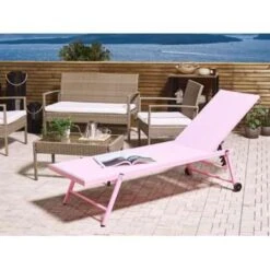 Beliani Tuinligstoel PORTOFINO - Roze Aluminium, Textiel -Beliani Winkel beaea80f33c64d3c8d8581b1e02a4255