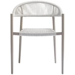 WOOOD Yellow Tuinstoel - Touw/Aluminium - Lichtgrijs - Set Van 2 -Beliani Winkel bf698238266c4c85870e0f1f91e73d6a