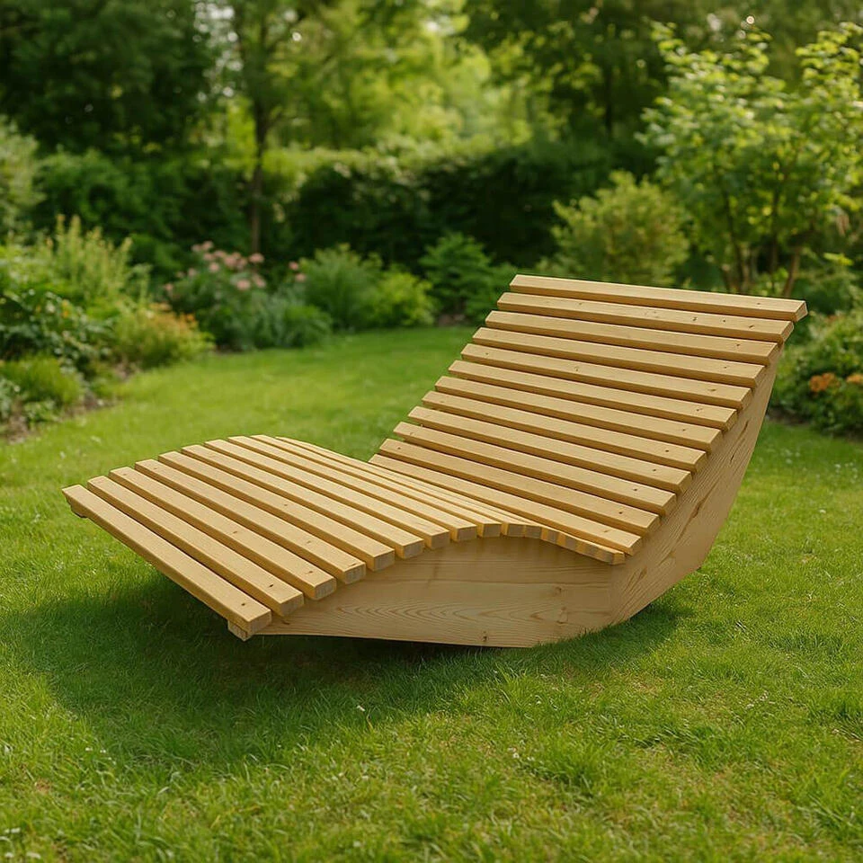 Merkloos HOME DELUXE Wave Houten Ligstoel WOLGA - 120 Cm 2 Merkloos HOME DELUXE Wave Houten Ligstoel WOLGA - 120 Cm - Afbeelding 2