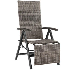 Tectake Wicker Tuinstoel Opklapbaar Met Aluminium Frame En Voetsteun, Grijs -Beliani Winkel c2ea2ce649c1484aa9c9f350e8d99e1b