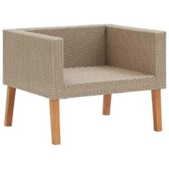 VidaXL Tuinbank Eenzits Met Kussens Poly Rattan Beige -Beliani Winkel c41cb684bbf04774ac2e2b8b6728155c