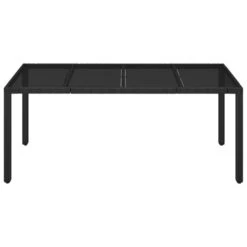 VidaXL - Tuintafel Met Glazen Blad - Zwart - Poly Rattan - 190 X 90 X 75 Cm -Beliani Winkel c4b6b1944a734295b4f9d0ac3f9384b5