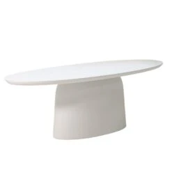 Tuintafel Ovaal - Wit Betonlook - 300x110x74cm - Myrna -Beliani Winkel ca6129494c3946f995b673d91291734b