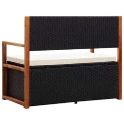 VidaXL Opbergbankje 115 Cm Poly Rattan En Massief Acaciahout Zwart -Beliani Winkel cb5575a7d21843b9bbe57be4bf5ff74a