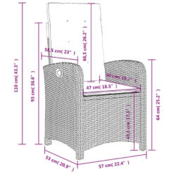 VidaXL - Tuinstoelen Verstelbaar - Grijs - Poly Rattan - 2 Stuks - Met Kussens -Beliani Winkel cbd4228a88f440898ae9324d434354c8