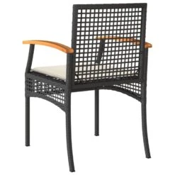 VidaXL - Tuinstoelen - Zwart - Poly Rattan En Acaciahout - 4 Stuks - Met Kussens -Beliani Winkel cc9915a44f254ba6bdf942c8b44595e6