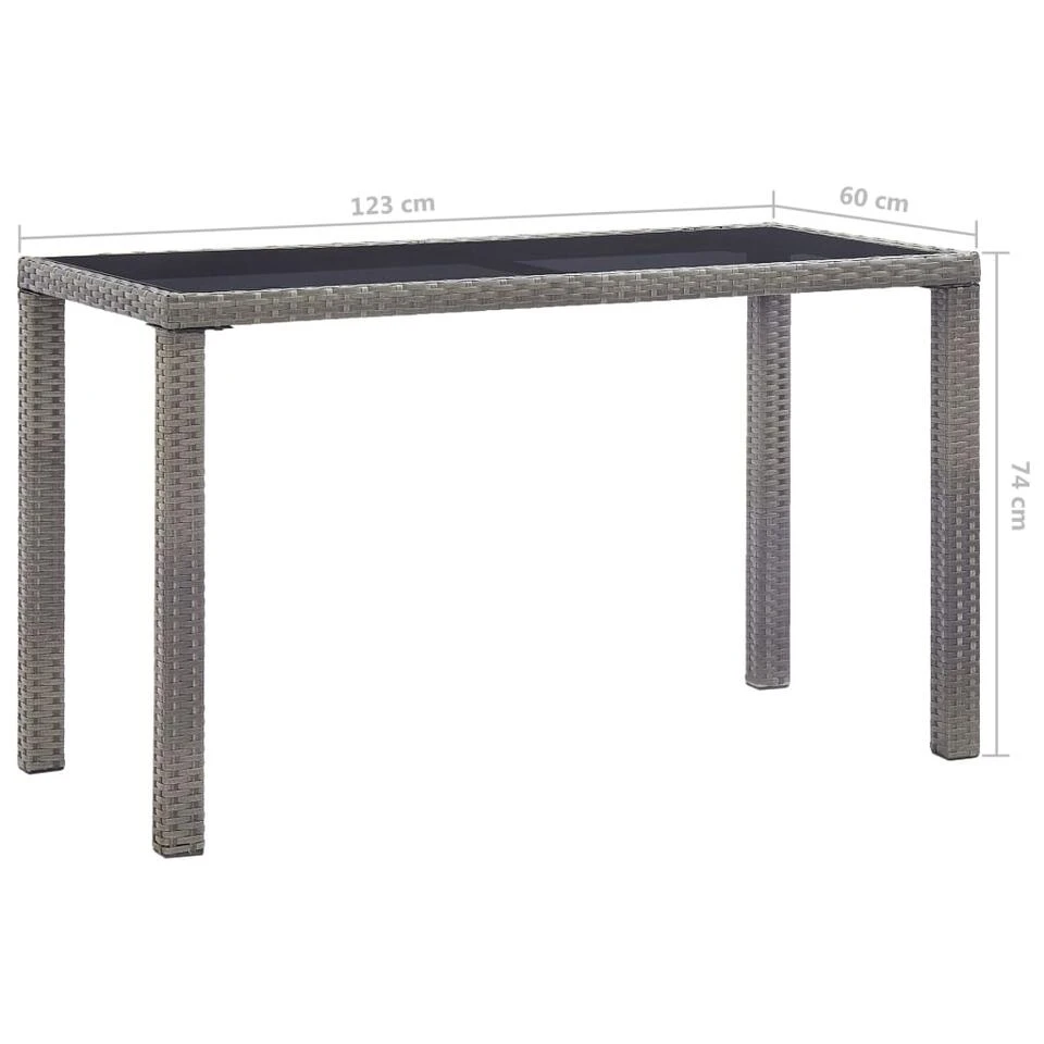 VidaXL Tuintafel 123x60x74 Cm Poly Rattan Antraciet 4 VidaXL Tuintafel 123x60x74 Cm Poly Rattan Antraciet - Afbeelding 4