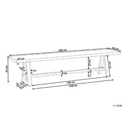TONNARE - Tuinbank - Licht Hout - 200 Cm - Beton -Beliani Winkel cd1aa6df40f44c9b9d678839142bf8de