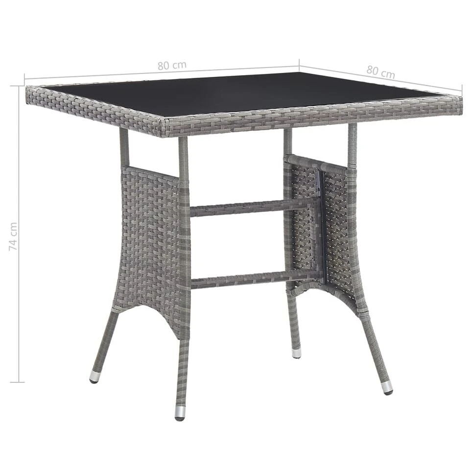 VidaXL - Tuintafel - Grijs - Poly Rattan - 80 X 80 X 74 Cm 6 VidaXL - Tuintafel - Grijs - Poly Rattan - 80 X 80 X 74 Cm - Afbeelding 6