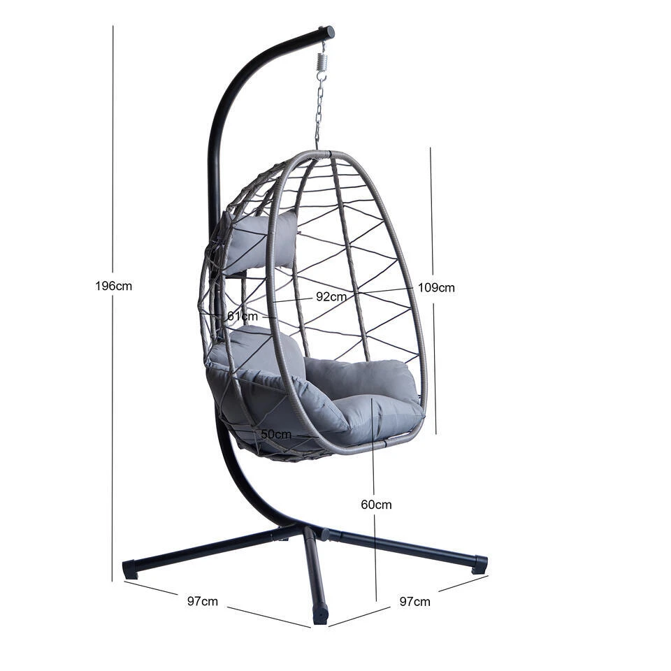 Hangstoel Van Rotan En Metaal In Zwart 5 Hangstoel Van Rotan En Metaal In Zwart - Afbeelding 5