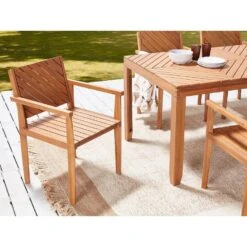 BARATTI - Tuinstoelen Set Van 4 - Lichtbruin - Acaciahout -Beliani Winkel d4f631af312d4c4bb281c80fb31aa6b9