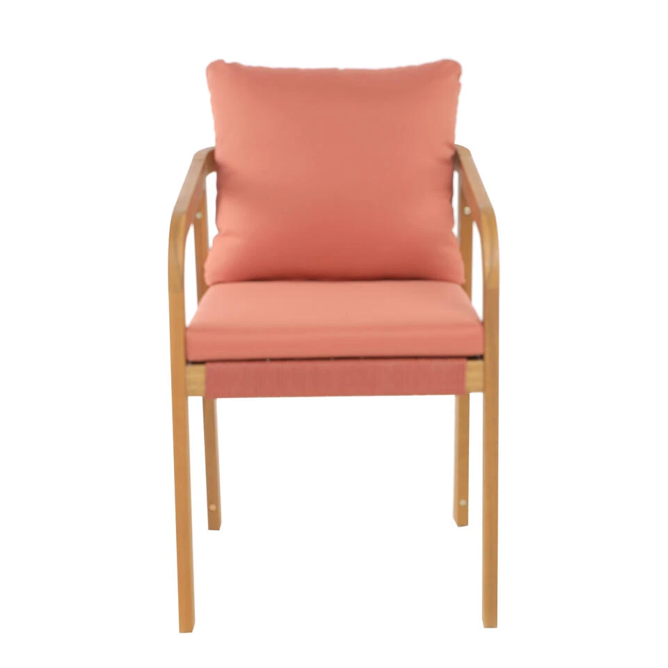 Set Van 2 Stoelen Voor Binnen En Buiten Van Massief Hout Beige Roze 7 Set Van 2 Stoelen Voor Binnen En Buiten Van Massief Hout Beige Roze - Afbeelding 7