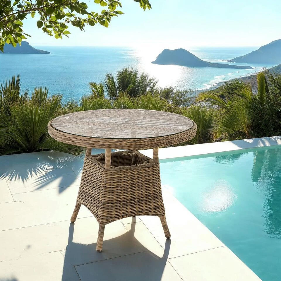 Tectake Aluminium Tuintafel Met Glasplaat 91x73,5cm, Natuur 2 Tectake Aluminium Tuintafel Met Glasplaat 91x73,5cm, Natuur - Afbeelding 2