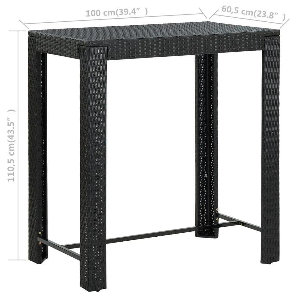 VidaXL - Tuinset - Zwart - Poly Rattan 7 VidaXL - Tuinset - Zwart - Poly Rattan - Afbeelding 7