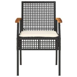 VidaXL - Tuinstoelen - Zwart - Poly Rattan En Acaciahout - 4 Stuks - Met Kussens -Beliani Winkel dc6c57da538846be96fb92c42f9059b4