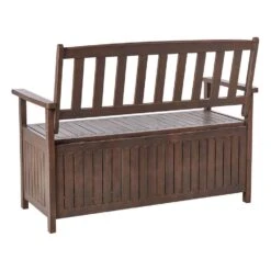 SOVANA - Tuinbank - Donkerhout/Wit - Acaciahout -Beliani Winkel dc85a07c30b445ea94c938193f499d62