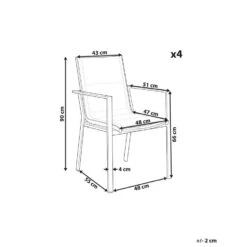 BUSSETO - Tuinstoel Set Van 4 - Grijs - Aluminium -Beliani Winkel dc872b0fe995480db6beb11c422508d2