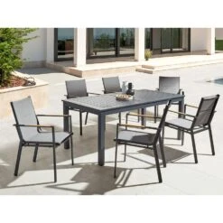 SKALOMA - Tuintafel - Donkergrijs - 180/240 X 90 Cm - Aluminium -Beliani Winkel ddec22aed22c4192b3e9cb77a85731be