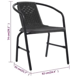 VidaXL - Tuinstoelen - 110 Kg - Zwart - Rattan En Staal - 4 Stuks -Beliani Winkel de2b80a3df9f441db727e2ed47b02ad4
