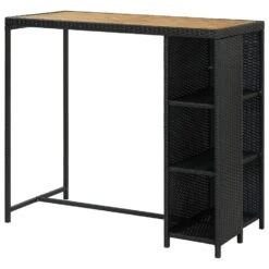 VidaXL Bartafel Met Opbergrek 120x60x110 Cm Poly Rattan Zwart -Beliani Winkel de3f72939150449eb29b9d2b32c67198