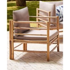 CERRETO - Tuinstoel - Taupe - Bamboe -Beliani Winkel de41bfec31804216be5713a8865fa47f