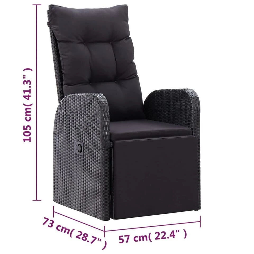 VidaXL - Zitstoel - Zwart - Poly Rattan 9 VidaXL - Zitstoel - Zwart - Poly Rattan - Afbeelding 9