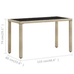 VidaXL Tuintafel 123x60x74 Cm Poly Rattan Beige -Beliani Winkel df2e276b8a164390a99c28e0714bbc21