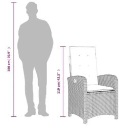 VidaXL - Verstelbare Tuinstoel Met Kussens - Zwart - Poly Rattan -Beliani Winkel dfe1d21b6dc84f8e907ec6b9d3600d62