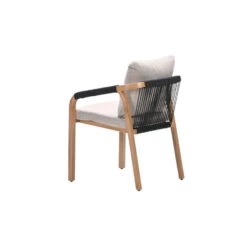 Monti Dining Fauteuil - Light Teaklook - Rope Lava Zwart - Gobi Sand -Beliani Winkel dfef749862a44627b2f32a1ceb8a428c