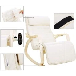 Schommelstoel - Relaxstoel - Verstelbaar 5 Standen - Beige -Beliani Winkel dff1eff95261420eb1d46991e17ea7e5