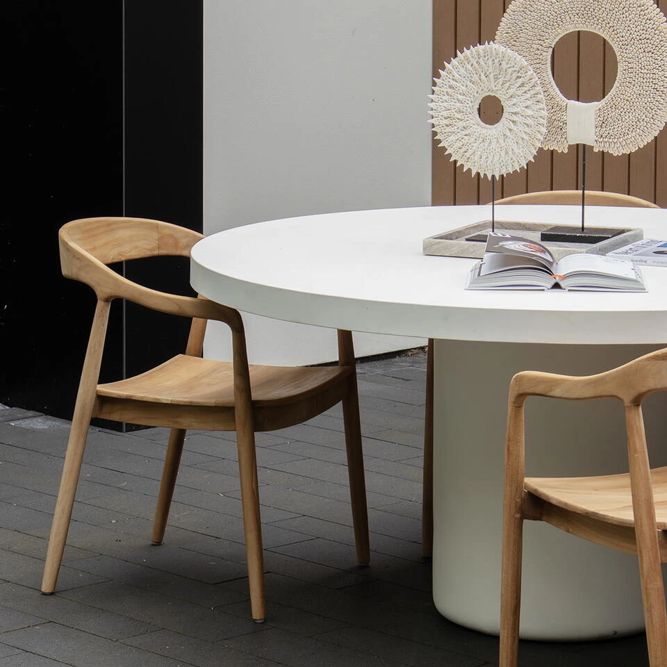 Tuintafel Rond 120cm - Wit Eco Composiet - Betonlook - Eden 5 Tuintafel Rond 120cm - Wit Eco Composiet - Betonlook - Eden - Afbeelding 5