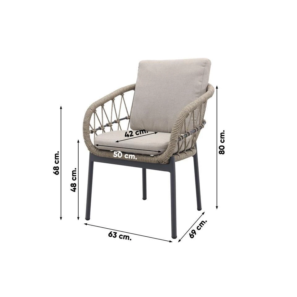 VDG Set Van 4 - Julia Dining Tuinstoel - Antraciet 14 VDG Set Van 4 - Julia Dining Tuinstoel - Antraciet - Afbeelding 14
