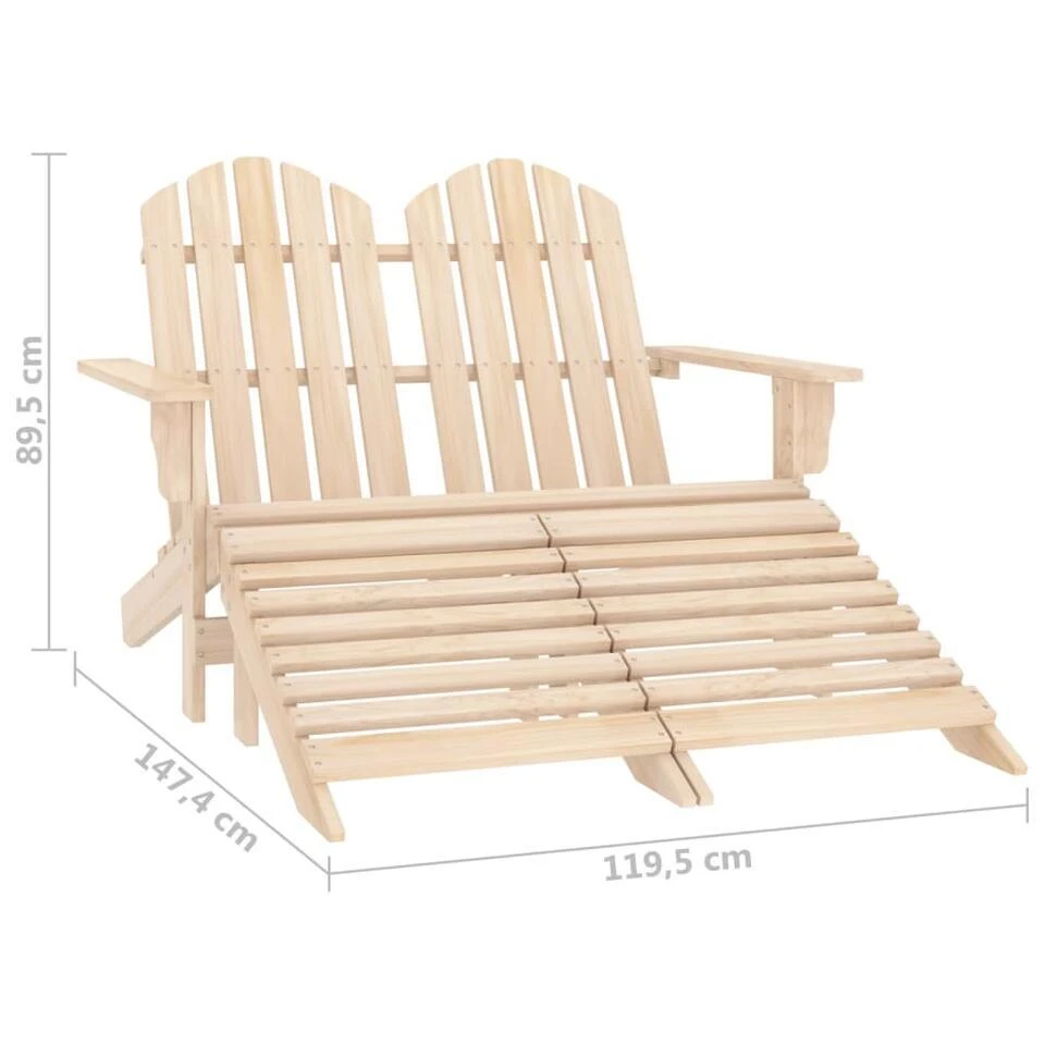 VidaXL - Tuinstoel 2-zits Adirondack - Bruin - Hout - Met Voetenban 8 VidaXL - Tuinstoel 2-zits Adirondack - Bruin - Hout - Met Voetenban - Afbeelding 8