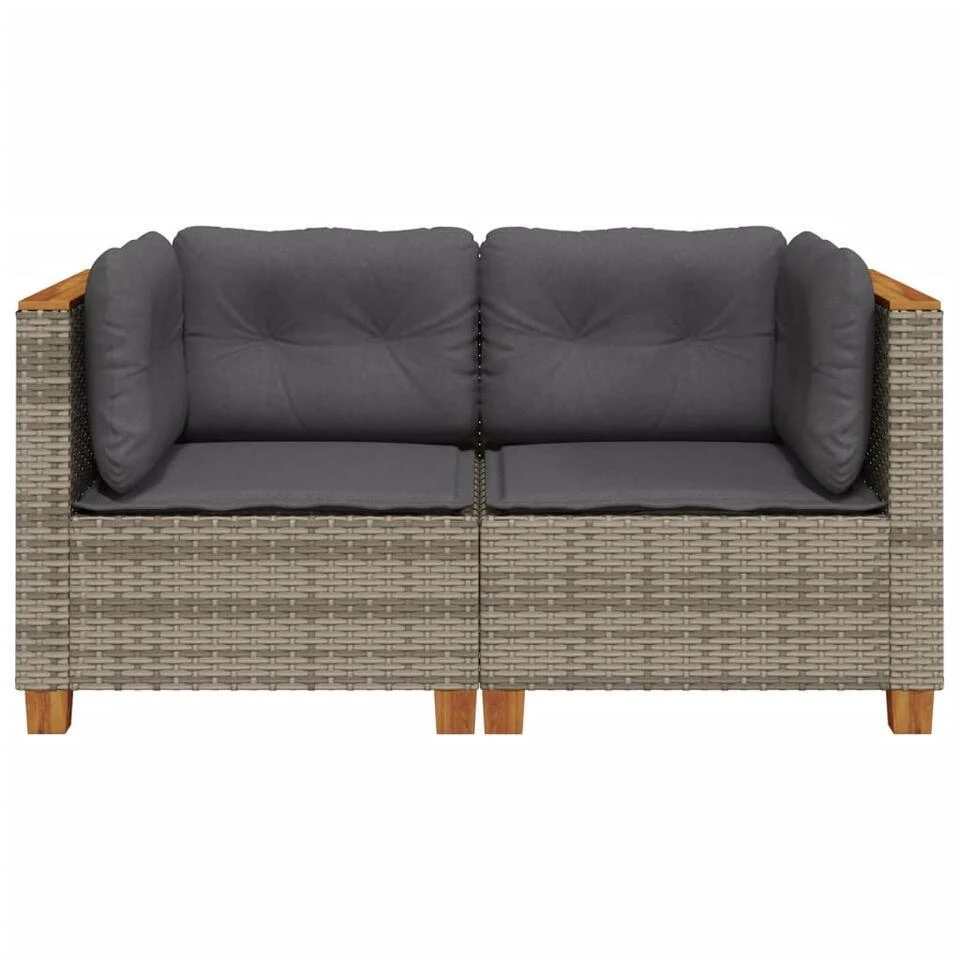 VidaXL - Tuinbank - Grijs - Poly Rattan - 2 Stuks 4 VidaXL - Tuinbank - Grijs - Poly Rattan - 2 Stuks - Afbeelding 4