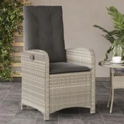 VidaXL - Tuinstoelen Verstelbaar - Grijs - Poly Rattan - 2 Stuks - Met Kussens -Beliani Winkel e2d406c96f594228ad0a6e40d834ee36