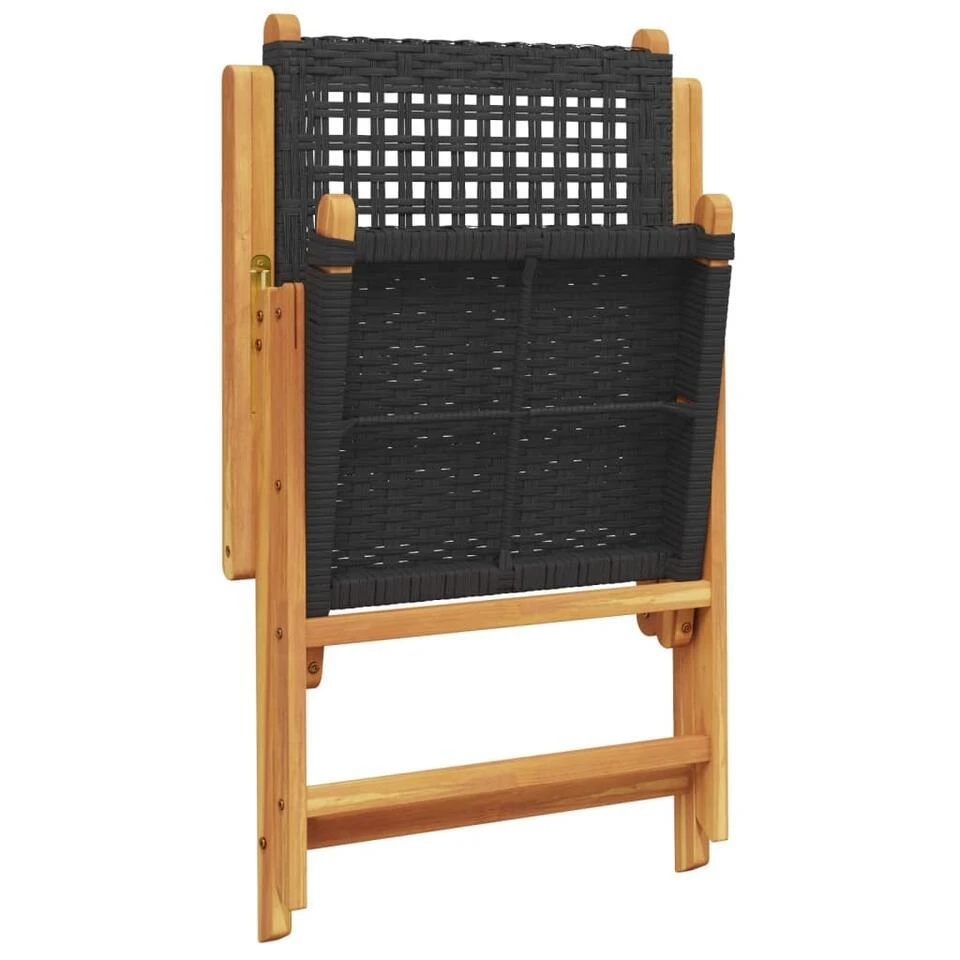 VidaXL - Verstelbare Tuinstoelen - Zwart - Poly Rattan En Hout Zwart - 4 Stuks 7 VidaXL - Verstelbare Tuinstoelen - Zwart - Poly Rattan En Hout Zwart - 4 Stuks - Afbeelding 7