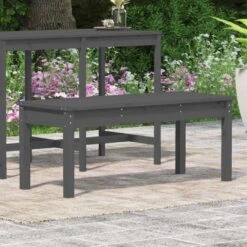 VidaXL - Tuinbank - Grijs - Massief Grenenhout - 109x44x45 Cm -Beliani Winkel e4fe0212623649a4973e2478d8d7953b