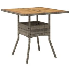 VidaXL - Tuintafel Met Acaciahouten Blad - Grijs - Poly Rattan - 80 X 80 X 75 Cm -Beliani Winkel e591dbf3bb9d442f9af1dad81610be9c