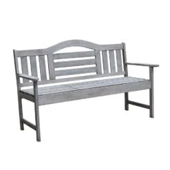 SenS-Line Nevada Tuinbank Met Uitklapbaar Tafeltje - Grijs - 150 Cm - Meranti H -Beliani Winkel e6d227f206514835b1eb0fd9c7bc3f8a